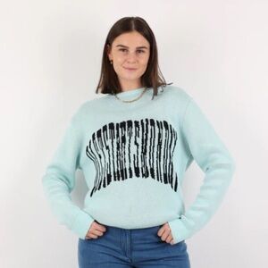 Diet starts Monday sweater Stylish Mint/sea foam Green logo knit crew size small